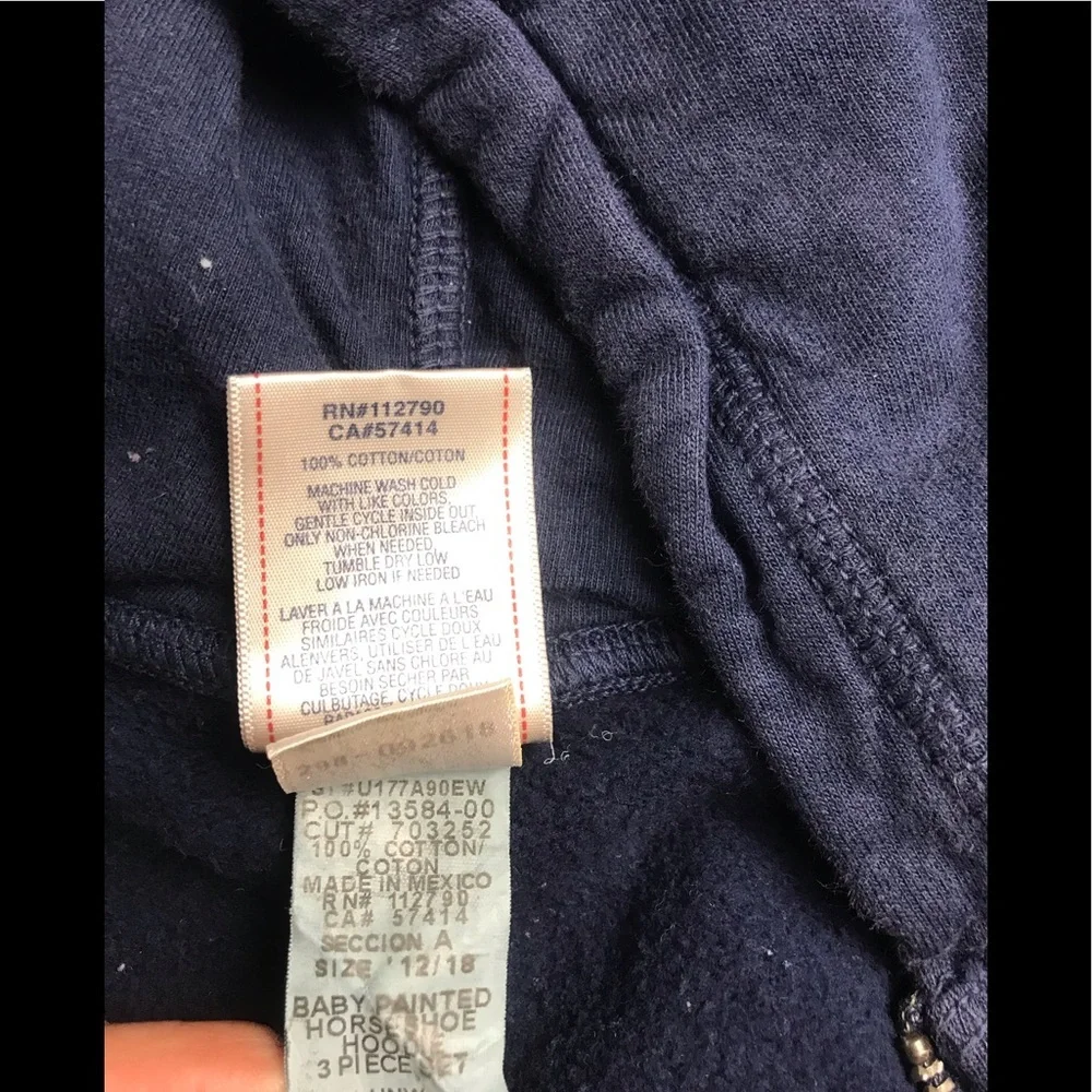 LUCKY BRAND Blue Zippered Hoodie Sweater 12-18M